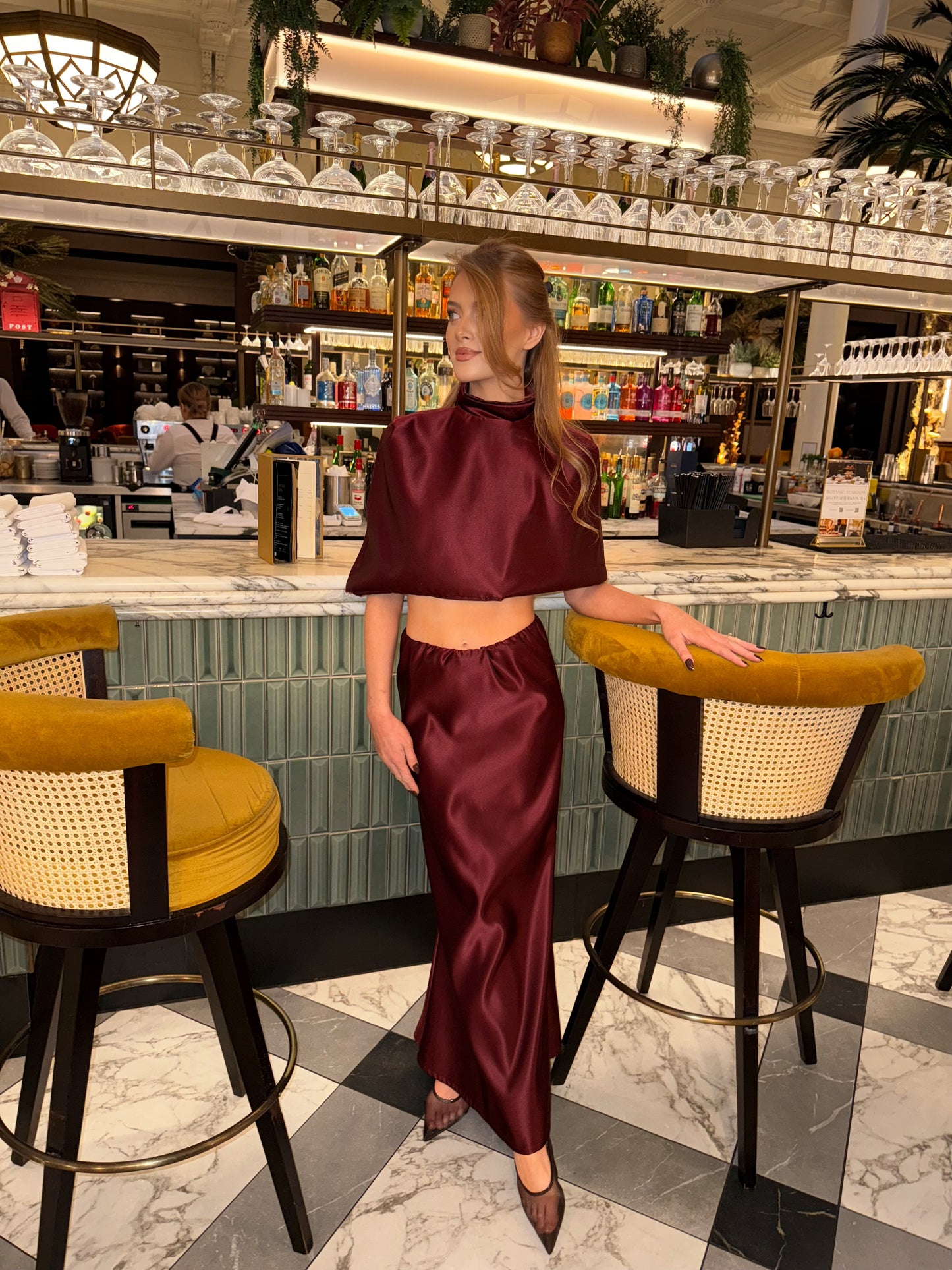 Noire Cape & Skirt Burgundy