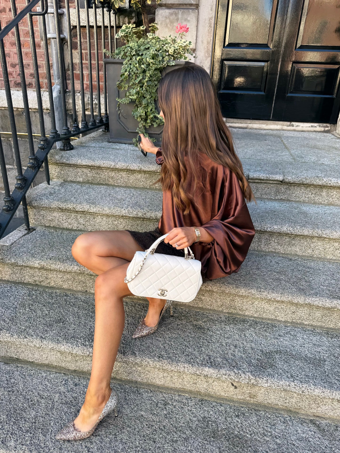 Audrey Satin Blouse in Bronze