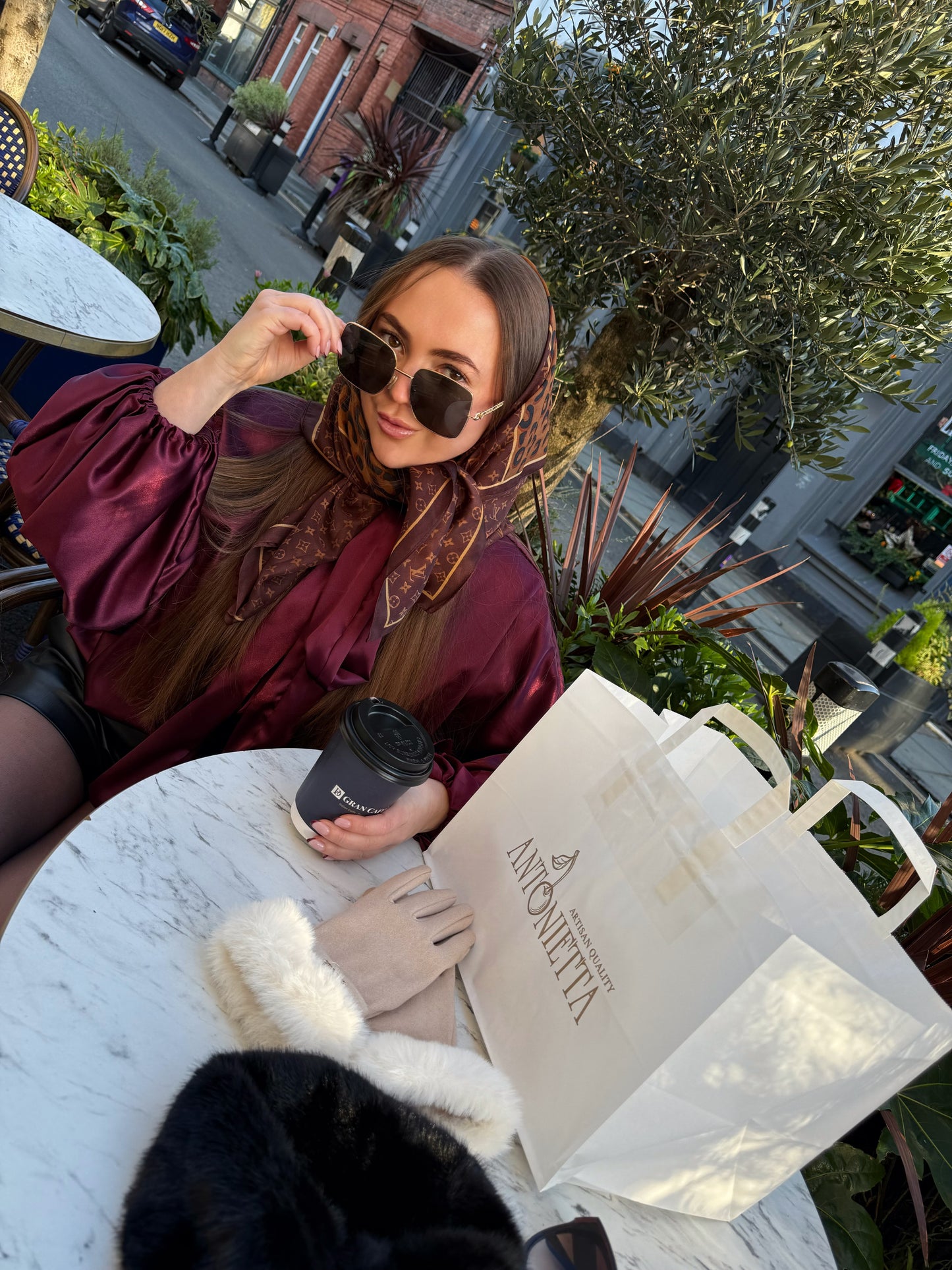 Audrey Satin Blouse in Burgundy