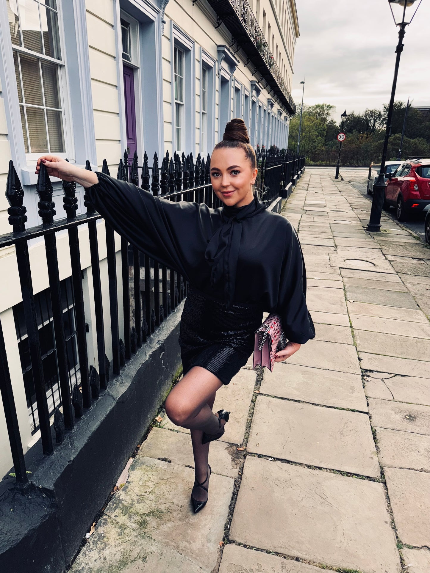 Audrey Satin Blouse in Black