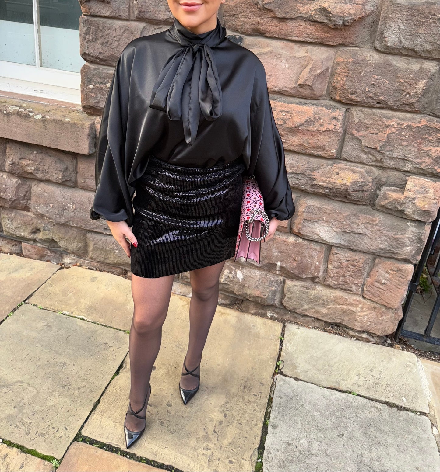 Audrey Satin Blouse in Black