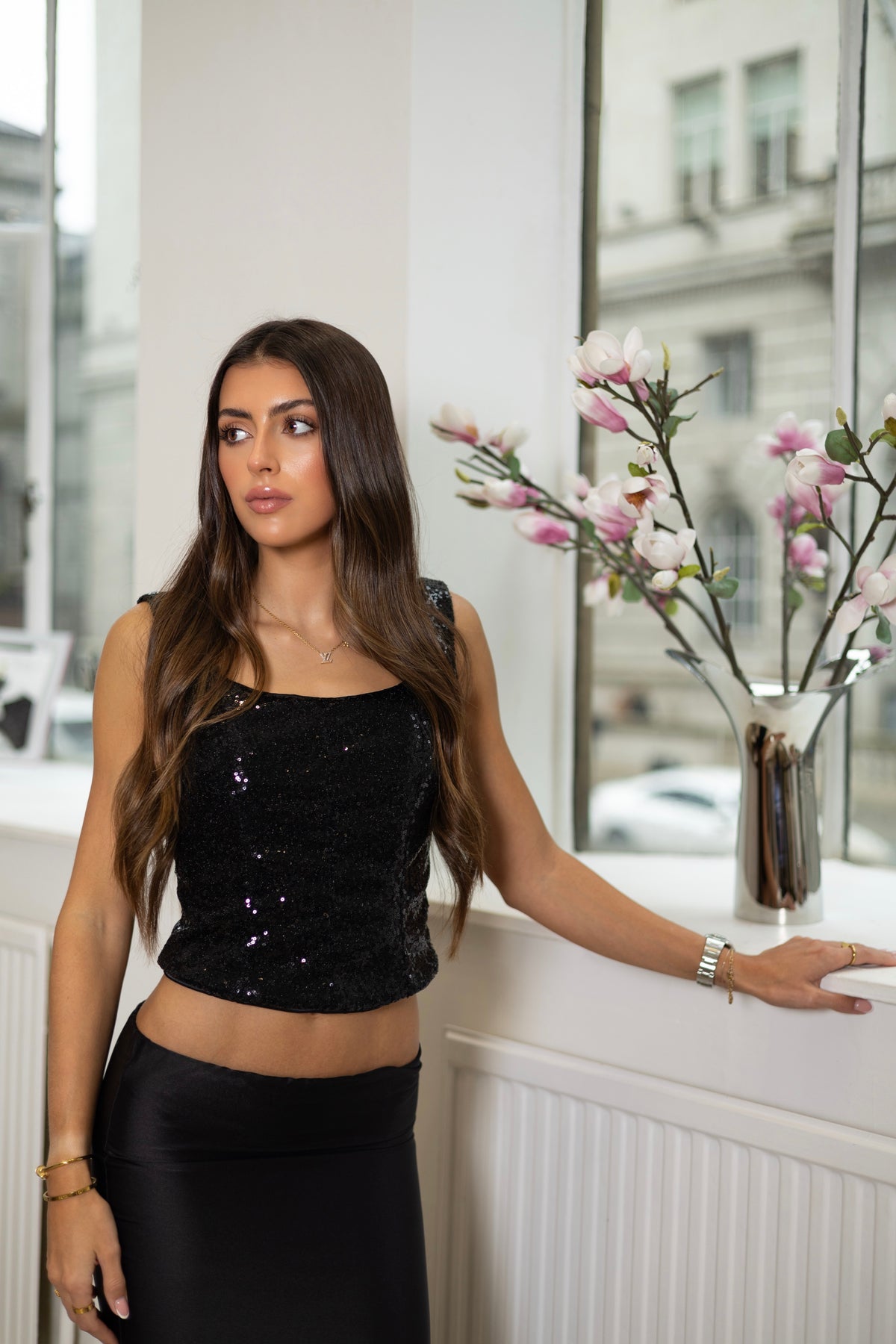 The Signature Corset | Black Sequin