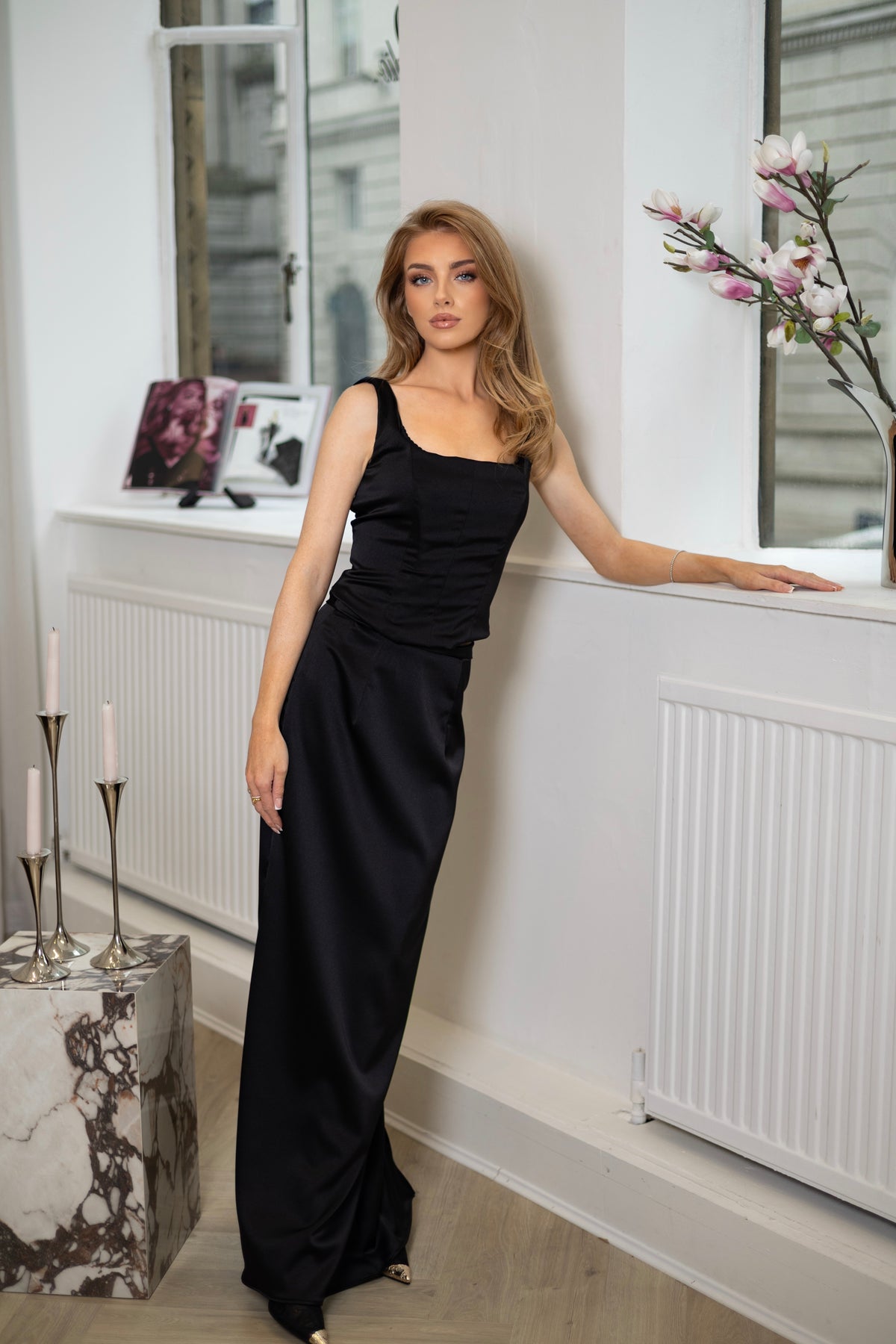 The Signature Maxi Skirt | Black Silk